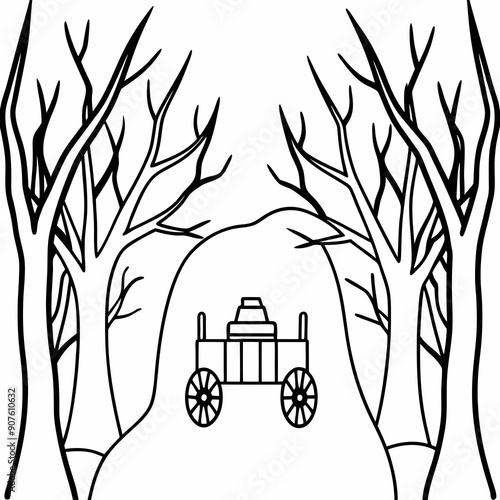 A hayride through a haunted forest Art vector illustration
