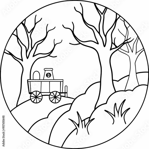 A hayride through a haunted forest Art vector illustration