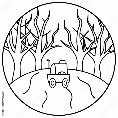 A hayride through a haunted forest Art vector illustration