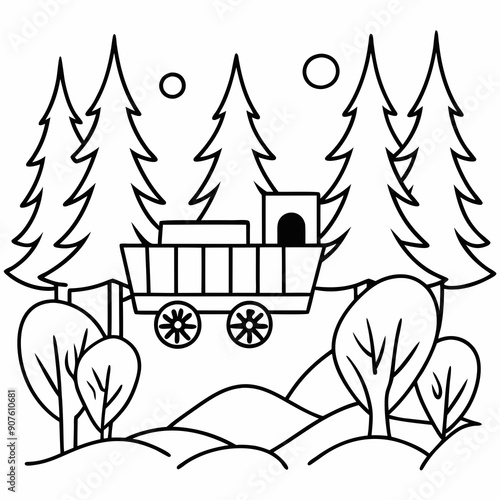 A hayride through a haunted forest Art vector illustration