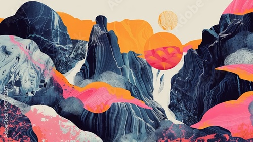 colorful risographic style background.