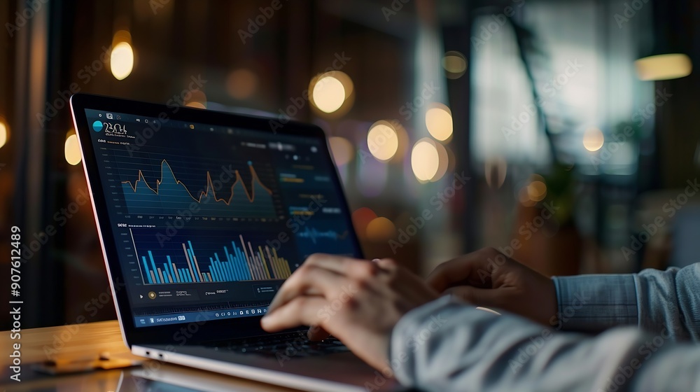 Businessman works on laptop Showing 2024 business trends dashboard with charts metrics AI Ecommerce KPI analytical businessperson planning business growth 2024 New Year Future busines : Generative AI Businessman works on laptop Showing 2024 business trends dashboard with charts metrics AI Ecommerce KPI analytical businessperson planning business growth 2024 New Year Future busines : Generative AI