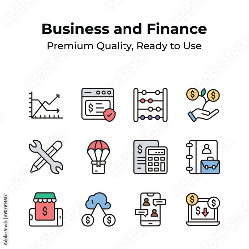 Customizable Set of Flat Vector Icons of Business and Finance is here for you