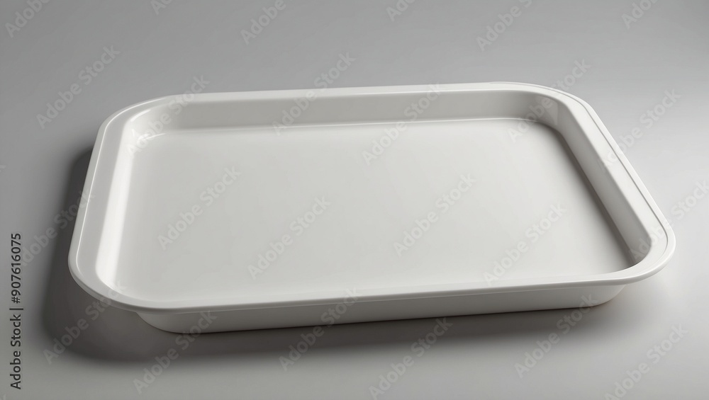 White plastic tray with raised edges on light background White plastic tray with raised edges on light background