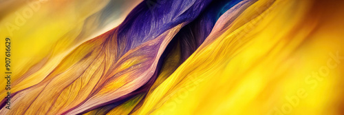 Minimal pastel tones abstract, ultrawide horizontal banner, vibrant hued yellow and purple blended folds, understated smooth watercolor like texture, subtle understated blurred web design backdrop.