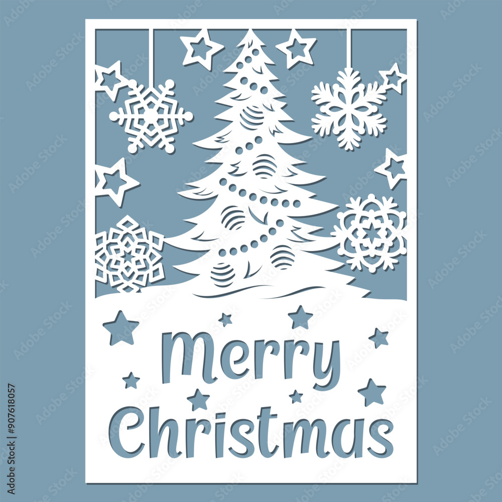 Merry Christmas greeting card template for cutting. Merry Christmas greeting card template for cutting.