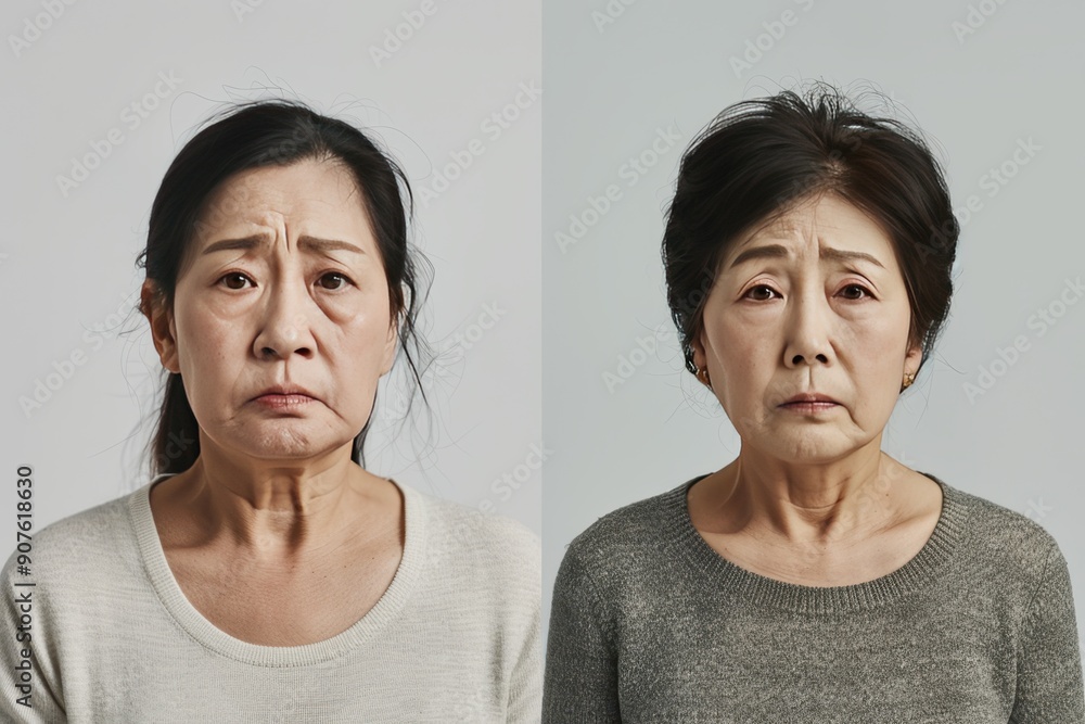 The woman in the blue shirt has a serious expression on her face The woman in the blue shirt has a serious expression on her face