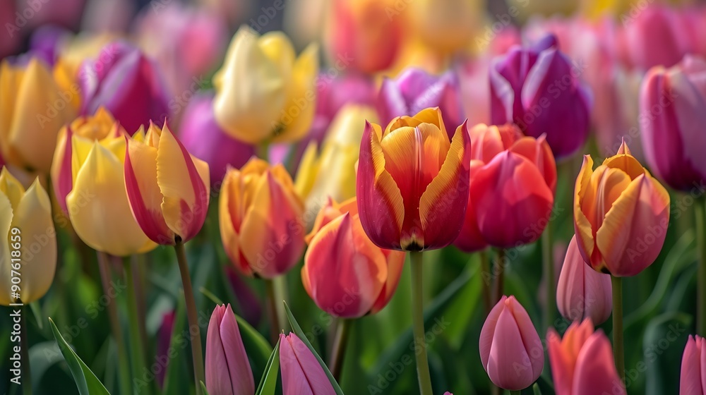 A flower bed of multicolored tulips in Keukenhof Park in the Netherlands Spring flowers in the garden Floral background with copy space Screen saver wallpaper with spring bulb flowers : Generative AI A flower bed of multicolored tulips in Keukenhof Park in the Netherlands Spring flowers in the garden Floral background with copy space Screen saver wallpaper with spring bulb flowers : Generative AI