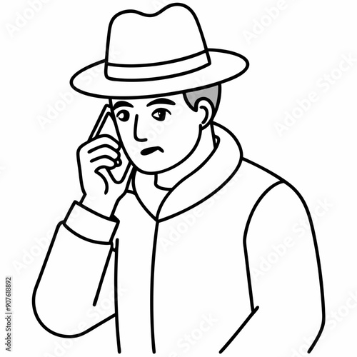 Perpetrator calls your cell phone art vector illustration