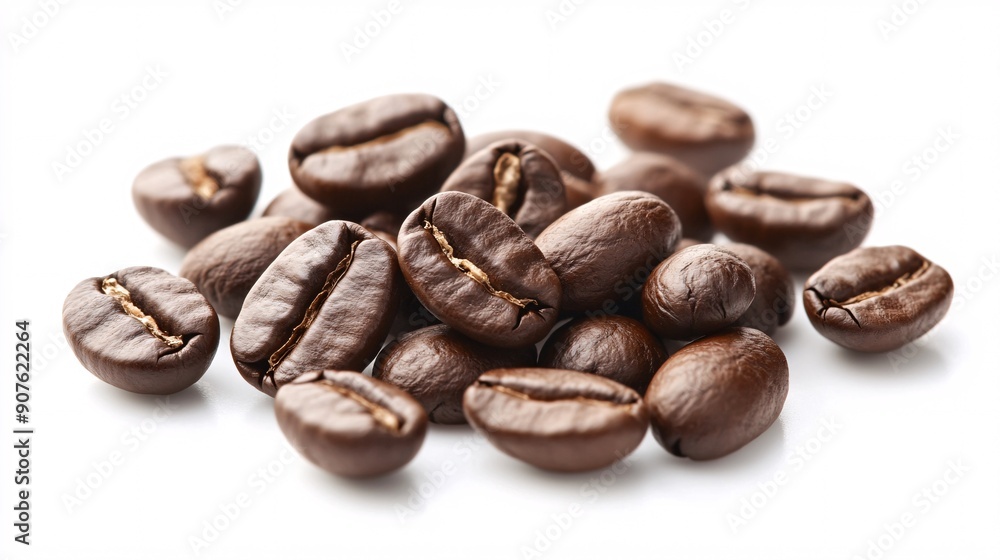 Captivating Macro Photography of Arabica Coffee Bean on a White Background Captivating Macro Photography of Arabica Coffee Bean on a White Background