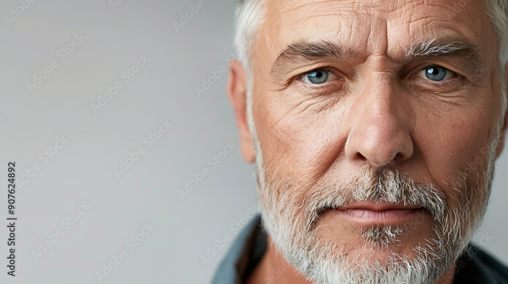 Middle age hoary senior man over isolated background with serious expression on face Simple and natural looking at the camera : Generative AI Middle age hoary senior man over isolated background with serious expression on face Simple and natural looking at the camera : Generative AI