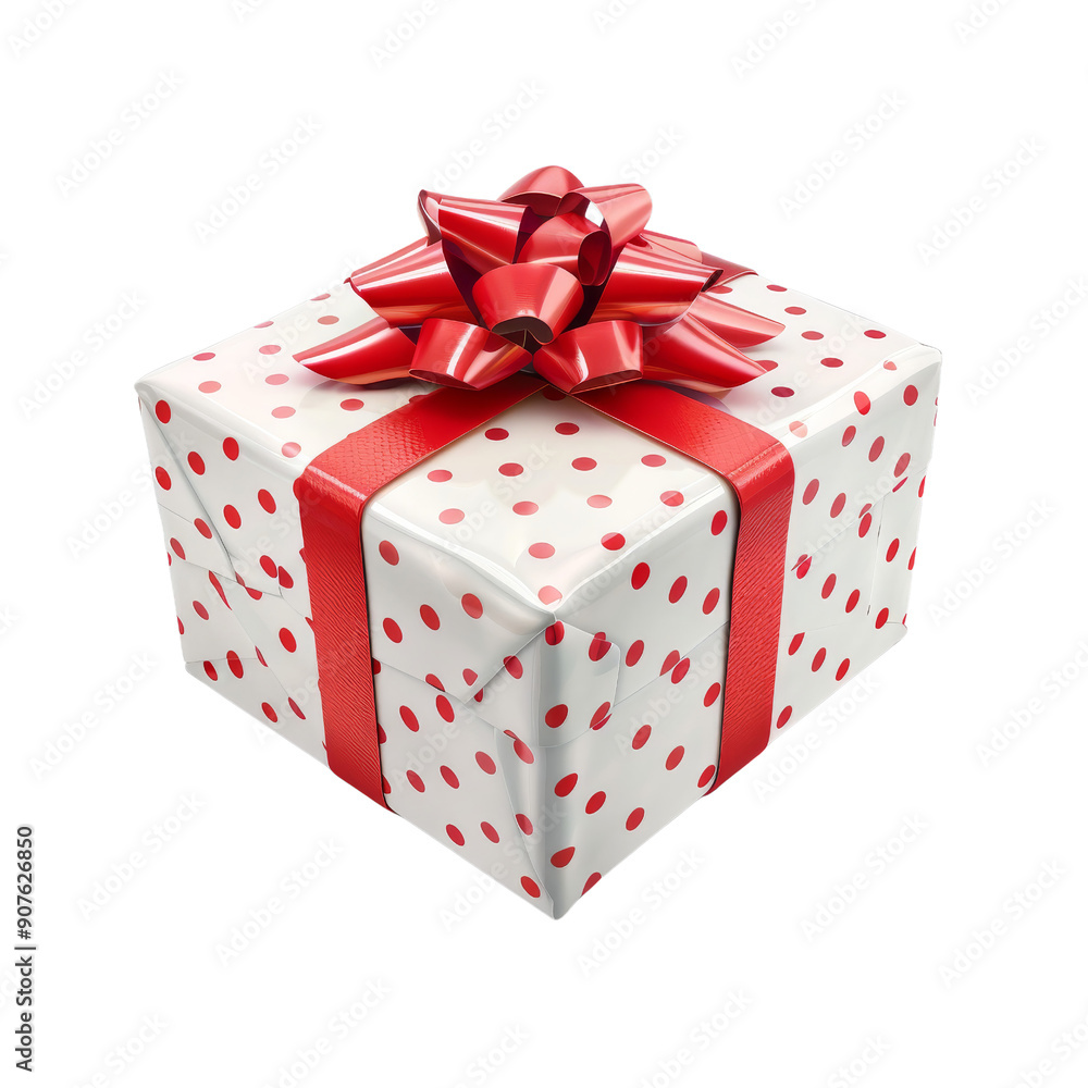 Colorful gift box with red ribbon and polka dot wrapping, perfect for celebrating special occasions and holidays. Colorful gift box with red ribbon and polka dot wrapping, perfect for celebrating special occasions and holidays.
