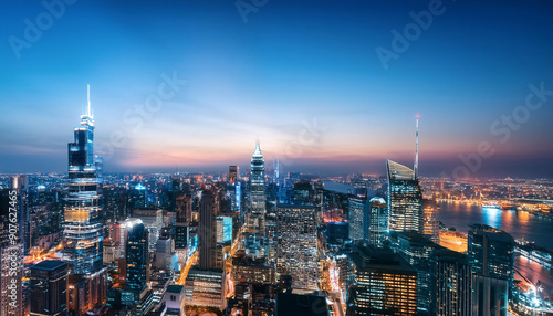 Wallpaper Mural Cityscape of a metropolis at night, showcasing urban life, skyscrapers, city lights, modern architecture, bustling city, and metropolitan atmosphere. Torontodigital.ca