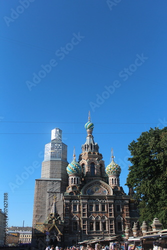 St Petersburg Nevski Prospect, Neva River view, Kazan Cathedral, Bloody Church, Singer Building, Smol'nyy Cathedral view, Hermitage Museum, Voskresenia Khristova Church. St. Petersburg Russia