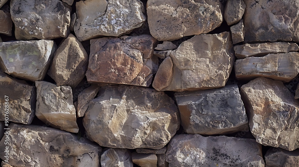 Dry laid retaining wall made with dry laid medium size boulders : Generative AI Dry laid retaining wall made with dry laid medium size boulders : Generative AI