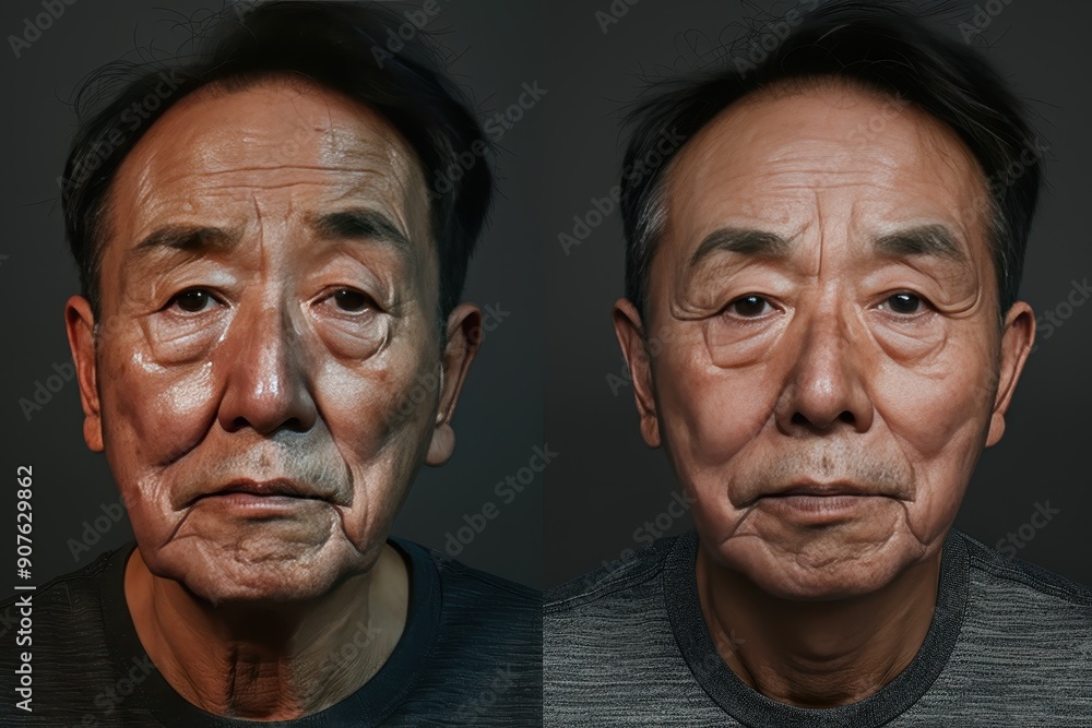 Two men with gray hair and wrinkles Two men with gray hair and wrinkles