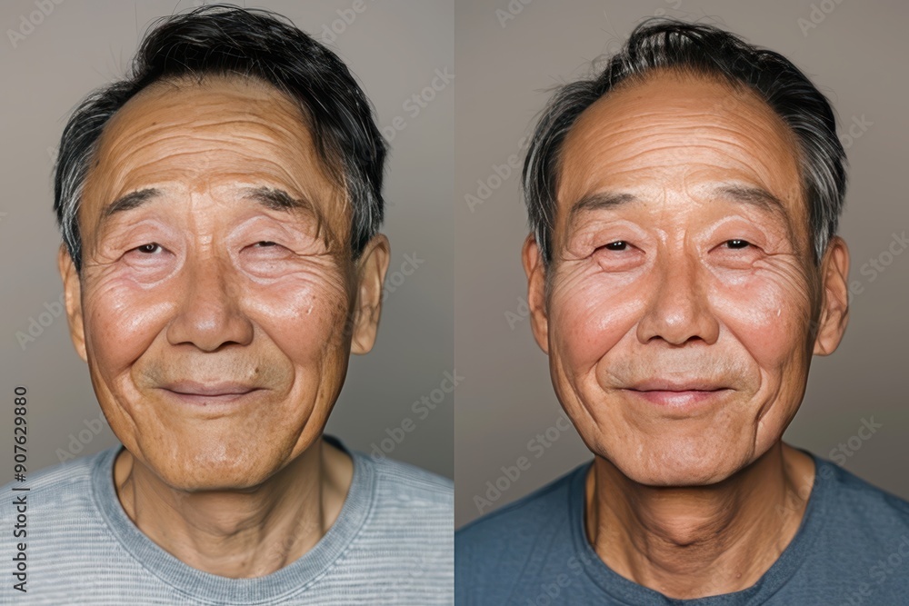 Two men with gray hair and wrinkles Two men with gray hair and wrinkles