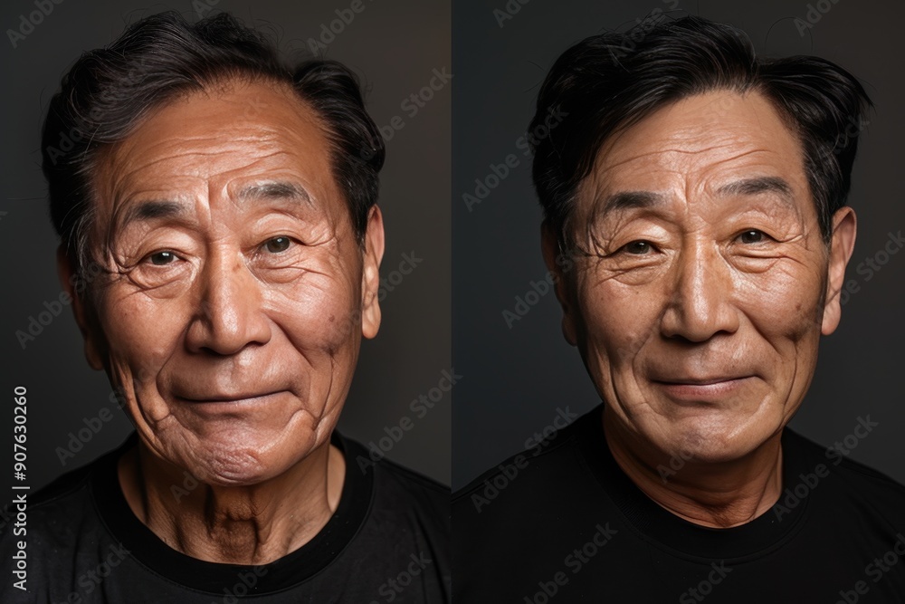 Two men with gray hair and wrinkles Two men with gray hair and wrinkles