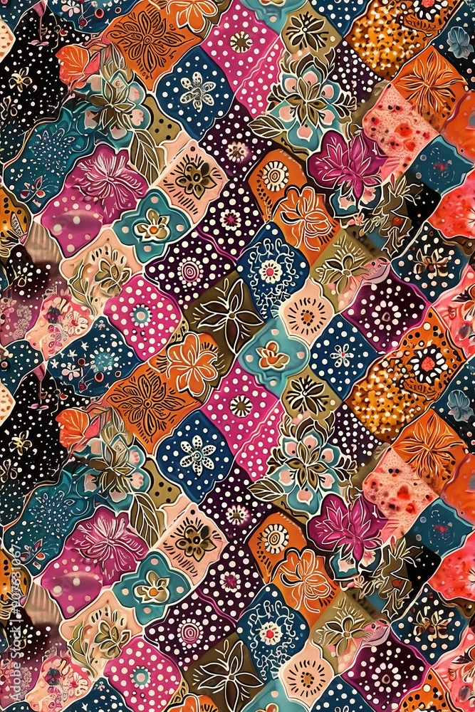 Fototapeta premium Vintage colorful pattern background.