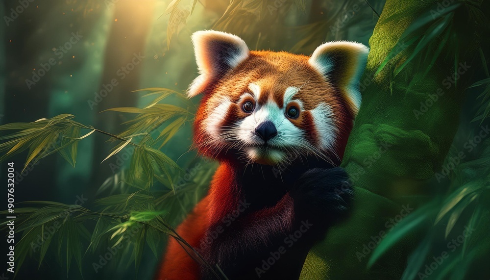 Fototapeta premium Curious red panda