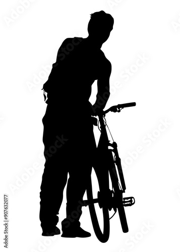 Sport people whit bike on white background