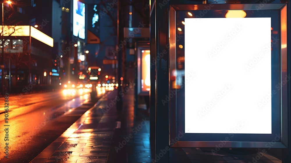 Empty billboard mockup at footpath or at roadside in city side view blank billboard in city Outdoor Advertising space in light box at bus stop in night empty signage mockup : Generative AI Empty billboard mockup at footpath or at roadside in city side view blank billboard in city Outdoor Advertising space in light box at bus stop in night empty signage mockup : Generative AI