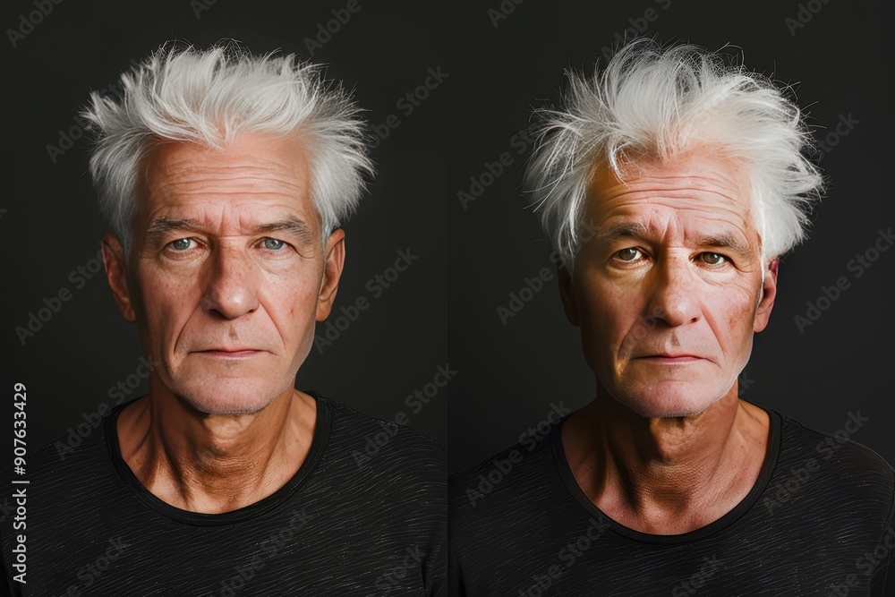 The two men in the image are both balding and have white hair The two men in the image are both balding and have white hair