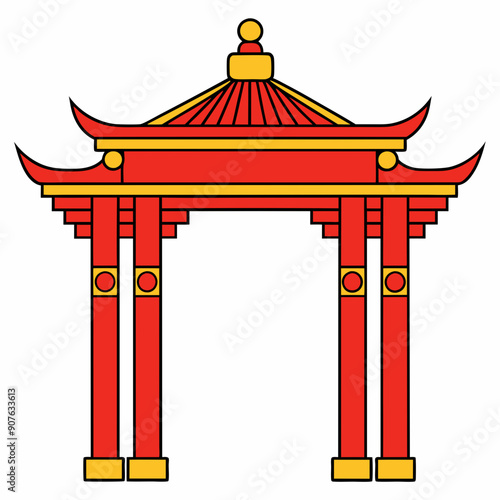 Eastern Chinese arch art vector illustration