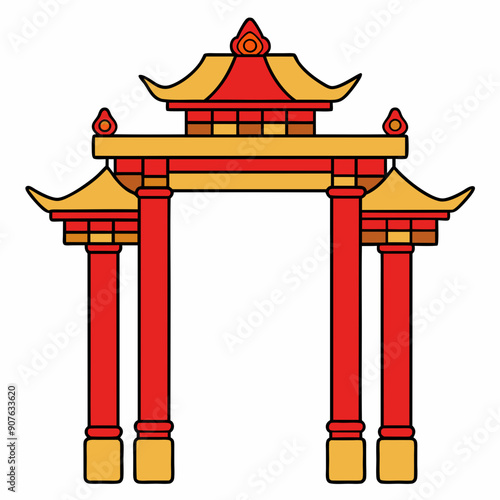 Eastern Chinese arch art vector illustration
