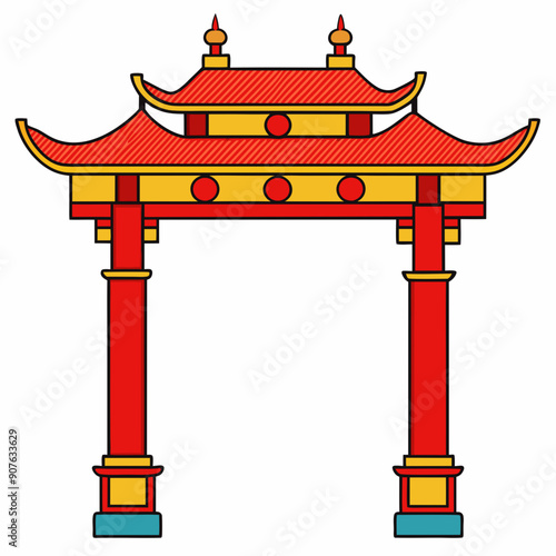 Eastern Chinese arch art vector illustration