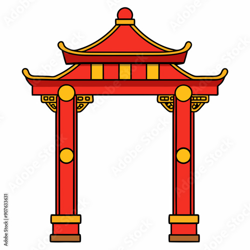 Eastern Chinese arch art vector illustration