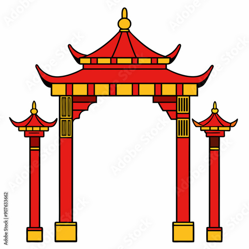 Eastern Chinese arch art vector illustration