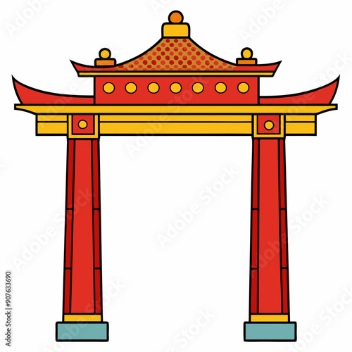 Eastern Chinese arch art vector illustration