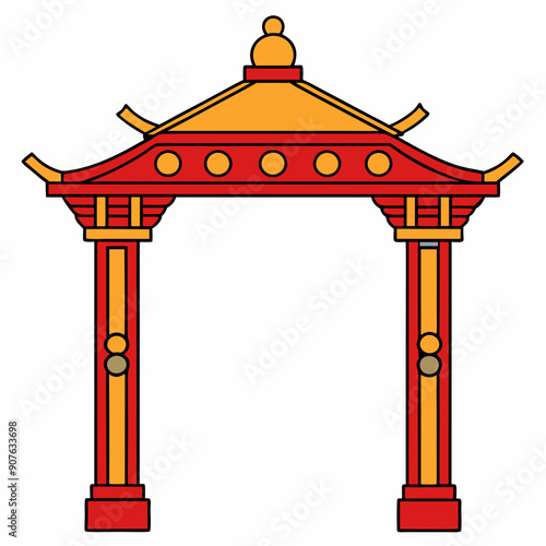 Eastern Chinese arch art vector illustration