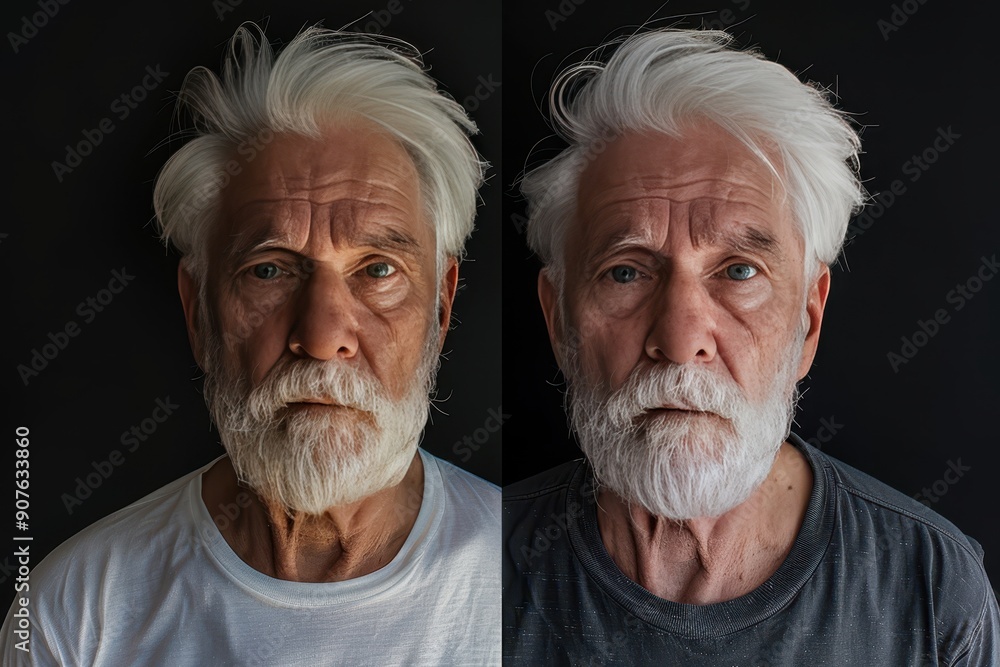 The two men in the image are both balding and have white hair The two men in the image are both balding and have white hair