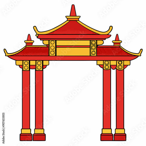 Eastern Chinese arch art vector illustration