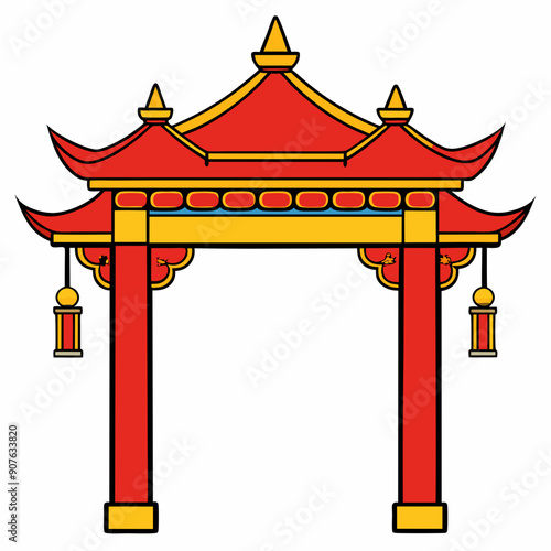 Eastern Chinese arch art vector illustration