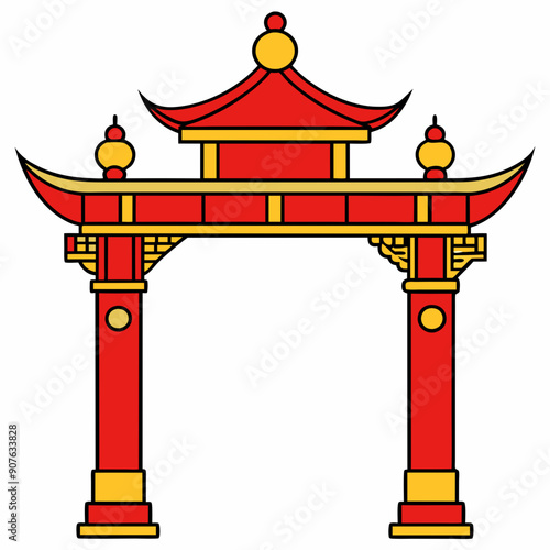 Eastern Chinese arch art vector illustration