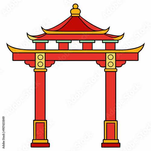 Eastern Chinese arch art vector illustration