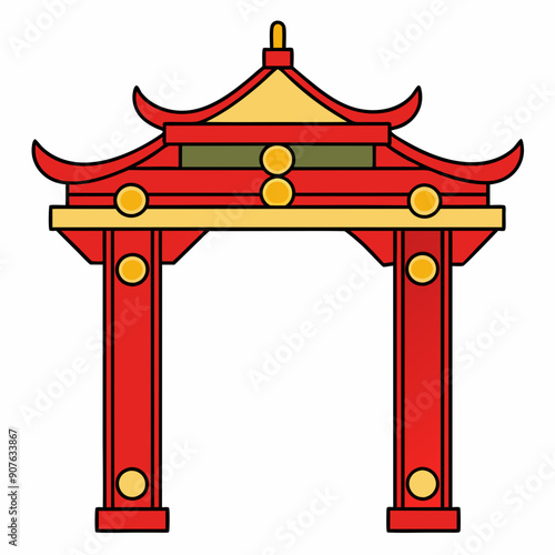 Eastern Chinese arch art vector illustration