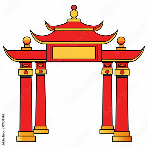 Eastern Chinese arch art vector illustration