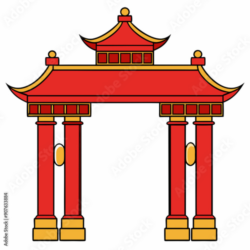 Eastern Chinese arch art vector illustration