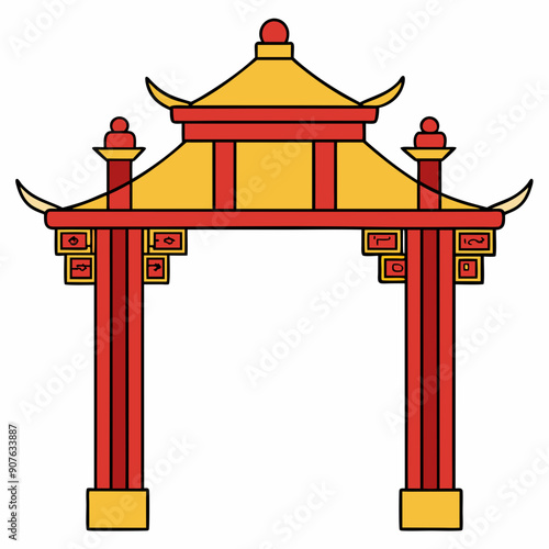Eastern Chinese arch art vector illustration