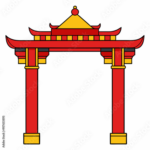 Eastern Chinese arch art vector illustration