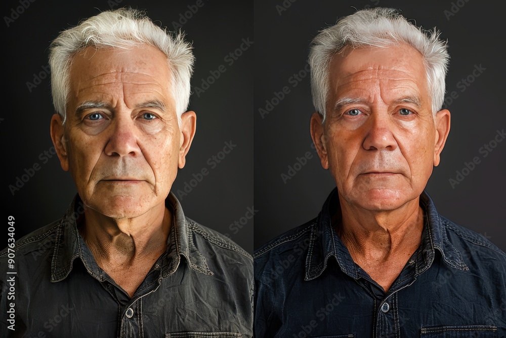 The two men in the image are both balding and have white hair The two men in the image are both balding and have white hair