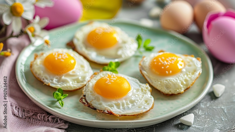Fun Easter Breakfast Idea for Kids - Shaped Fried Eggs on Plate Fun Easter Breakfast Idea for Kids - Shaped Fried Eggs on Plate