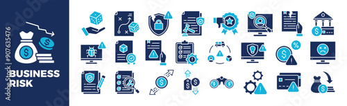 Business Risk Icon Set For Design Elements, management, control, strategy, finance, plan