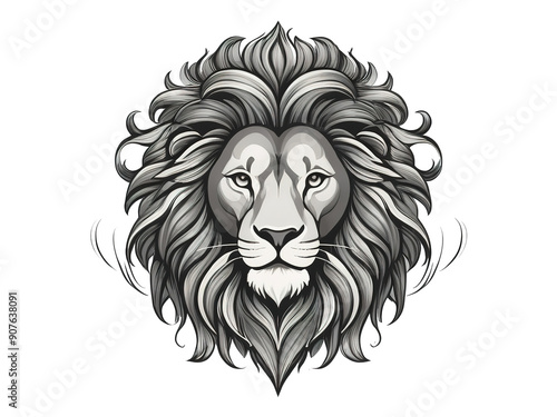 Roaring lion majestic logo icon, black silhouette, isolated on a transparent background.
