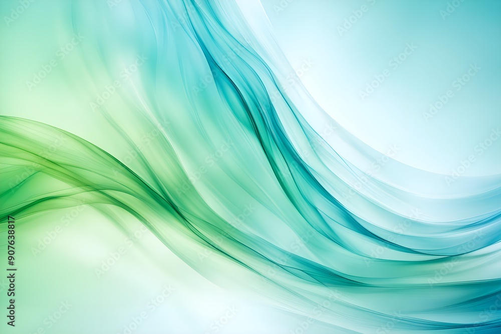 Obraz premium Abstract background with futuristic soft transparent blue and green colours, Genarative AI
