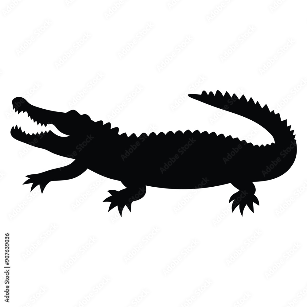 Naklejka premium a Crocodile, alligator vector silhouette, 